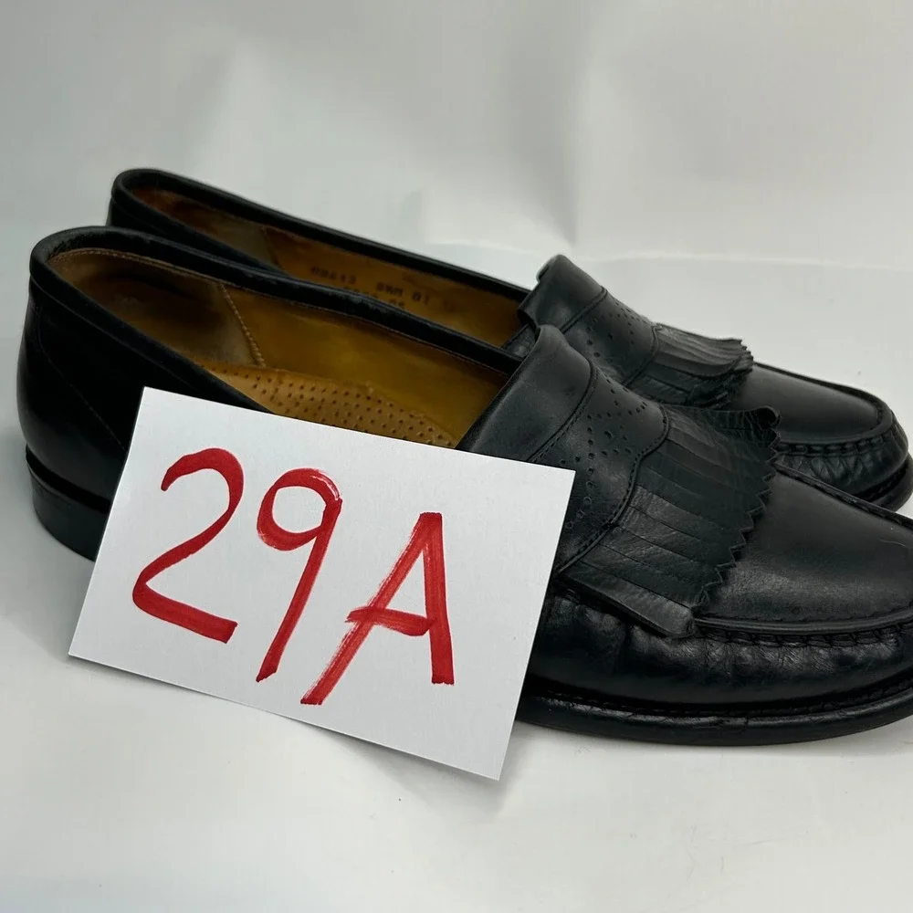 Cole Haan City Mens Black Leather Kiltie Loafers Dress Shoes 8262 Size 9.5 M